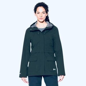 Under Armour M Storm Black Canvas Zip Button Hooded Mid Weight Jacket 1262444